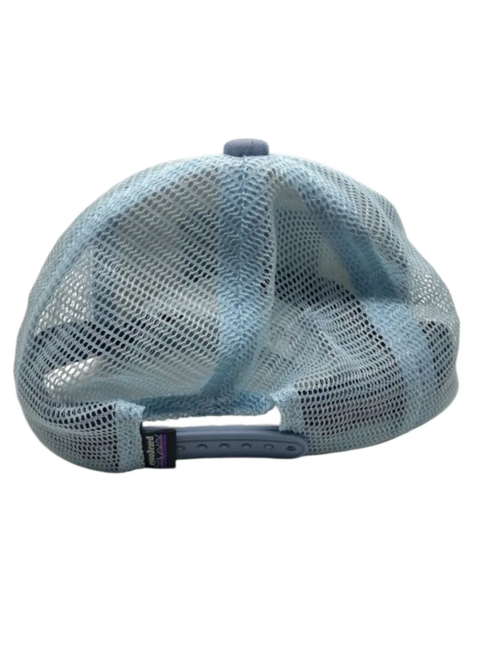 Patagonia Two-Tone Light Blue and White Mesh Kids Trucker Hat Organic Womens